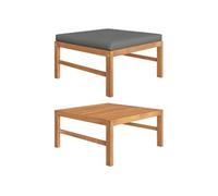 Repose pied avec coussin gris foncé Bois de teck massif