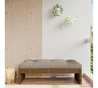 Repose-pied de jardin 120x80 cm en bois de pin massif marron miel - Pouf d'extérieur robuste pour terrasse, patio ou jardin Cadre stable et design lattes Capacité 110 kg - Table basse modulaire