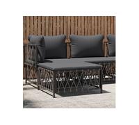 Repose-pied de jardin avec coussin anthracite tissu tissé