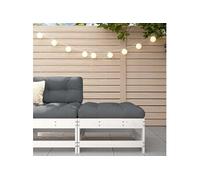 Repose-pied de jardin avec coussin blanc bois de pin massif, tabouret, repose-pied ottoman, tabouret de jardin, pouf, 825556