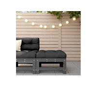 Repose-pied de jardin avec coussin gris bois de pin massif, tabouret, repose-pied ottoman, tabouret de jardin, pouf, 825669