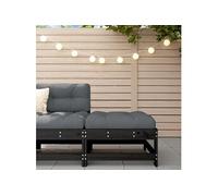 vidaXL Repose-pied de jardin avec coussin noir bois de pin massif, tabouret, repose-pied ottoman, tabouret de jardin, pouf, 825559