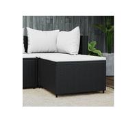 Repose pied de jardin avec coussin noir résine tressée