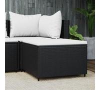 vidaXL Repose-pied de jardin avec coussin noir résine tressée 319740
