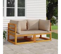 Vidaxl Canapés D'angle Sectionnels 2 Pcs Coussins Taupe Bois Acacia