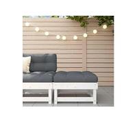 Repose-pied de Jardin avec Coussin, Tabouret, Siège, Pouf, Meuble de Terrasse Patio Balcon Extérieur, Blanc Bois de 825437
