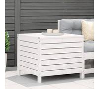 Repose-pied de jardin blanc en bois de pin massif 62x63,5x53,5 cm, pouf d'extérieur multifonction pour terrasse ou patio, design modulaire avec rangement intégré, résistant à l'eau et stable