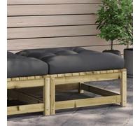 Repose-pied de jardin en bois de pin imprégné avec coussin confortable, pouf modulaire pour terrasse patio, table basse d'extérieur résistant aux intempéries, capacité 110 kg, design à lattes