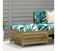 Repose-pied de jardin en bois de pin imprégné avec coussin déhoussable, pouf multifonction pour terrasse et patio, design modulaire résistant aux intempéries, support 110 kg, de rangement intégré