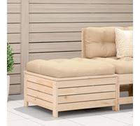 Repose-pied de jardin en bois de pin massif avec coussin beige, pouf d'extérieur modulaire pour terrasse patio, design à lattes anti-eau, table basse et espace de rangement, supporte 110 kg