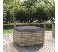 Repose-pied de jardin et coussin Gris 55x55x30cm Résine tressée pouf vidaXL