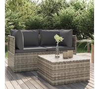 Repose-pied de jardin et coussin Gris 55x55x30cm Résine tressée pouf vidaXL