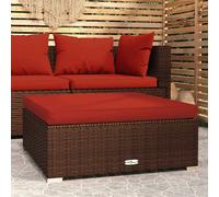 Vidaxl Repose-Pied De Jardin Et Coussin Marron 70x70x30 Cm Poly Rotin Marron