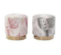 Repose-pied - DKD Home Decor - Gris Doré - Bois - Polyester - Tropical Feuille Gris