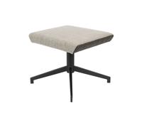 Repose-pied en tissu gris, rembourré, uni, rectangulaire, base noire, 3 pieds - Zuiver, Oncle Jesse - 50x44x43 cm