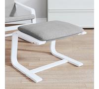 Repose-pied, Tabouret avec Coussin, Siège avec Cadre en Bois, Meuble de Salon Salle de Séjour Intérieur, Moderne, Gris Clair Tissu