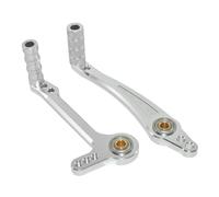 Repose Pied Moto pour Commandes Reculées Universelles, Ensemble De Pédales Changement Vitesse Ou Frein À Double Roulement Réglable CNC pour avec Repose-Pieds(Silver)