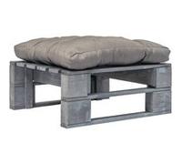 Vidaxl Repose-Pied Palette De Jardin Avec Coussins Gris Bois Gris Gris