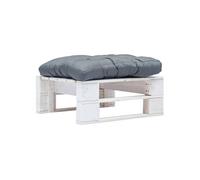 Repose pied palette de jardin avec coussin gris Blanc Bois