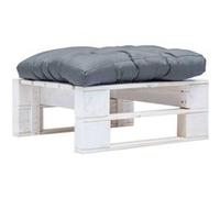 Repose pied palette de jardin avec coussin gris Blanc Bois Gris G