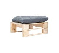 Repose-Pied Palette de Jardin et Coussin Gris Table Basse Salon Bois