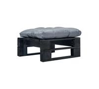 Repose pied palette de jardin avec coussin gris noir bois