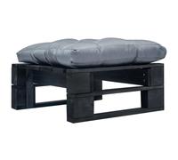 Repose-Pied Palette De Jardin Et Coussin Gris Bois Noir Vidaxl Vidaxl Noir