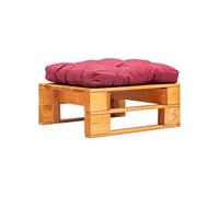 Repose-Pied Palette de Jardin et Coussin Rouge Marron Miel Salon Bois