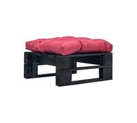 Repose-Pied Palette de Jardin et Coussin Rouge Salon Table Basse Bois