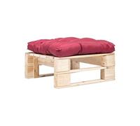 Repose-Pied Palette de Jardin et Coussin Rouge Table Basse Salon Bois