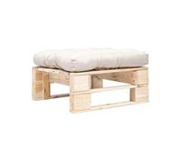 Repose pied palette de jardin et coussin sable Bois naturel