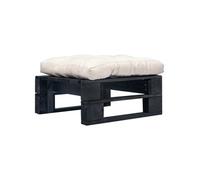 Repose pied palette de jardin et coussin sable Bois noir