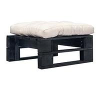 Repose pied palette de jardin et coussin sable Bois noir Noir G