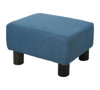 Repose-Pied Pouf Tabouret Style Contemporain Max. 150 Kg Tissu Bleu Foncé Chiné Bleu