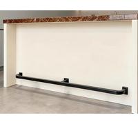 Repose pied Repose-pieds Mural De Bar, Barre De Comptoir De Remplacement En Acier Inoxydable Tube Carré Pour Cuisine/Balcon/Terrasse/Restaurant Commercial(Black,L 140cm/4.6ft)