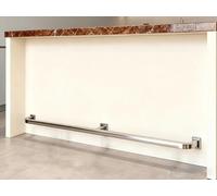Repose pied Repose-pieds Mural De Bar, Barre De Comptoir De Remplacement En Acier Inoxydable Tube Carré Pour Cuisine/Balcon/Terrasse/Restaurant Commercial(Silver,L 360cm/11.8ft)