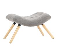 Repose pied salon HOMCOM ottoman pouf salon tabouret de canapé en tissu avec pieds en bois de hêtre, siège rembourré, gris
