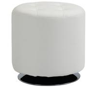 HOMCOM Repose Pied Salon pivotant à 360°, Ottoman Rond, siège rembourré en PU avec Base en Acier, Pouf Salon pour Chambre à Coucher, entrée, Ø 45,5 x 44,5 cm, Blanc