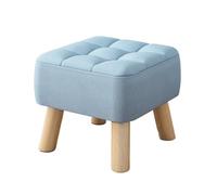 Repose Pied Salon Repose-Pieds Rembourré en Bois Massif, Siège Doux, Design Empilable Tabouret Bas Chambre(Blue)