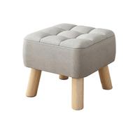 Repose Pied Salon Repose-Pieds Rembourré en Bois Massif, Siège Doux, Design Empilable Tabouret Bas Chambre(Gray)