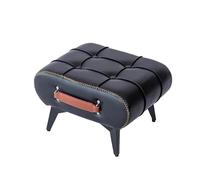 Repose Pied Tabouret en Cuir, Repose-Pieds de Salon, Tabouret canapé, à Langer d'entrée, Bas Table Basse, Petit Maison, Pouf(Black)