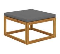 Repose-pied - VIDAXL - Bois d'acacia massif - Coussin gris foncé - Style contemporain