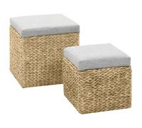 vidaXL Repose-pied Jacinthe d'eau – Lot de 2 avec coffre de rangement, Gris