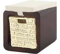 Repose-pieds 3 pièces avec coussin et panier, ottomane de rangement carrée pour salon, chambre à coucher, tabourets de rangement empilables, banc, couleur claire (taille : 40 x 40 x 32 cm, couleur :