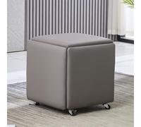 Repose-pieds 5 en 1, banc cube en cuir avec roulettes, fauteuil de coiffeuse mobile pour salon et chambre à coucher, tabouret gigogne polyvalent, solution d'assise multifonction