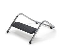 Repose pieds ajustable plateau noir, pied chrome réglable 4 hauteurs