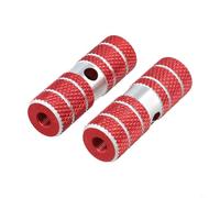 Repose-pieds arrière de vélo en alliage d'aluminium (70 mm de long x 23 mm de diamètre extérieur), rainures antidérapantes, 122 g par paire, compatibles avec les essieux de 9 mm (rouge)