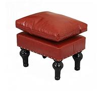 Repose-pieds avec double couche rembourrée, repose-pieds confortable en cuir avec pieds en bois, tabouret rustique pour salon, chambre à coucher, entrée