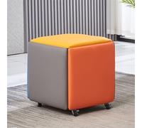 Repose-pieds, banc cube en cuir avec roulettes, fauteuil de coiffeuse mobile, tabouret gigogne, solution d'assise multifonction pour salon et chambre à coucher