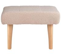 Repose-Pieds Beige en Bouclettes et Bois d'Hévéa Banquette Scandinave Takoma